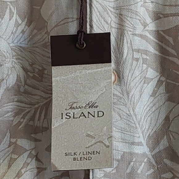 New Tasso Elba Island Cream & Tan Short Sleeve Button Down Shirt Men's Size XXL - Picture 5 of 14